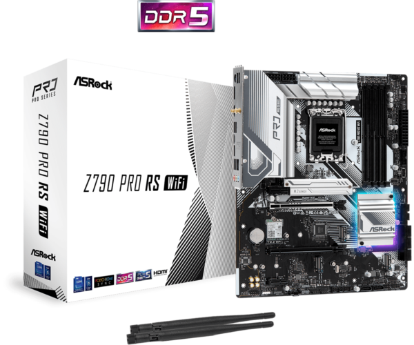 Материнская плата ASRock Z790 PRO RS WIFI LGA1700 4xDDR5 8xSATA RAID 4xM.2 HDMI DP eDP ATX