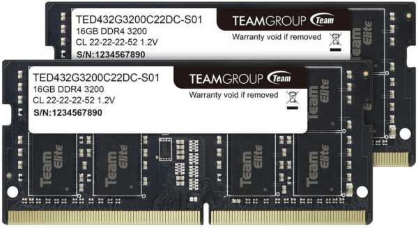 Оперативная память для ноутбука 32GB Kit (2x16GB) DDR4 3200Mhz TG ELITE SO-DIMM TED432G3200C22DC-S01