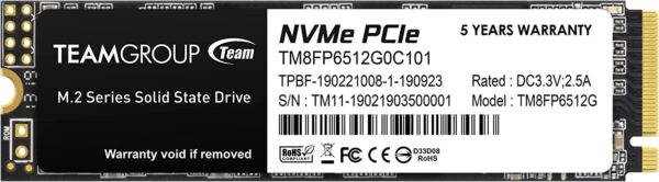 Твердотельный накопитель  512GB SSD TeamGroup MP33 M.2 NVMe R1700Mb/s W1400MB/s TM8FP6512G0C101