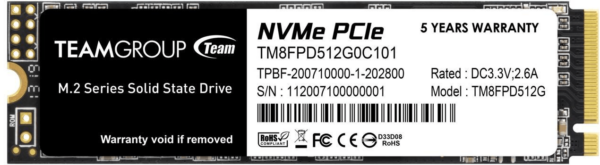 Твердотельный накопитель  512GB SSD TeamGroup MP33 PRO M.2 NVMe R2100Mb/s W1700MB/s TM8FPD512G0C101