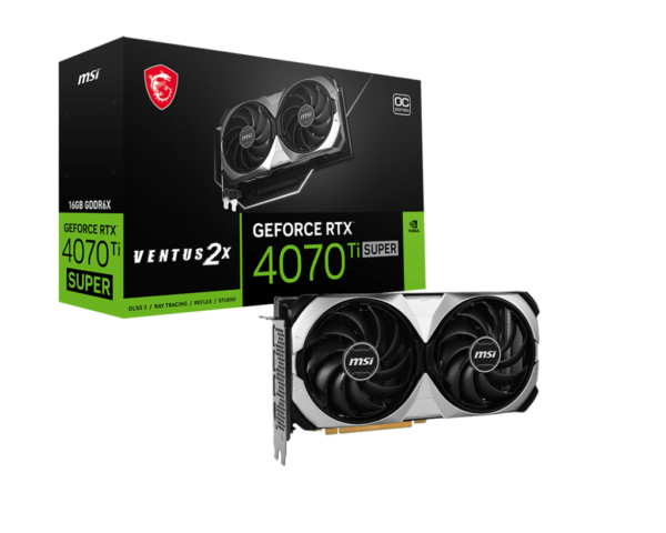 Видеокарта MSI GeForce RTX 4070 Ti SUPER 16G VENTUS 2X OC, 16GB, GDDR6X, HDMI 3xDP