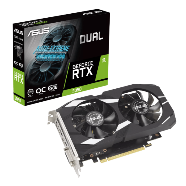 Видеокарта ASUS GeForce RTX3050 OC GDDR6 6GB 96-bit DVI HDMI DP DUAL-RTX3050-O6G