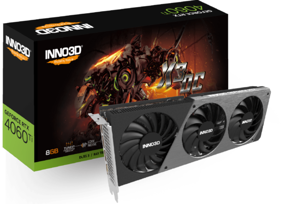 Видеокарта Inno3D GeForce RTX4060 Ti 8GB X3 OC, 8G GDDR6 128-bit HDMI 3xDP N406T3-08D6X-171153L