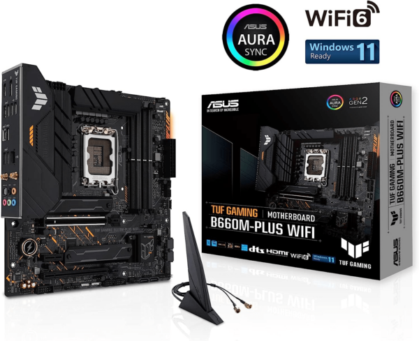 Материнская плата ASUS TUF GAMING B660M-PLUS WIFI, LGA1700 4xDDR5 4xSATA3 RAID 2xM.2 HDMI DP mATX