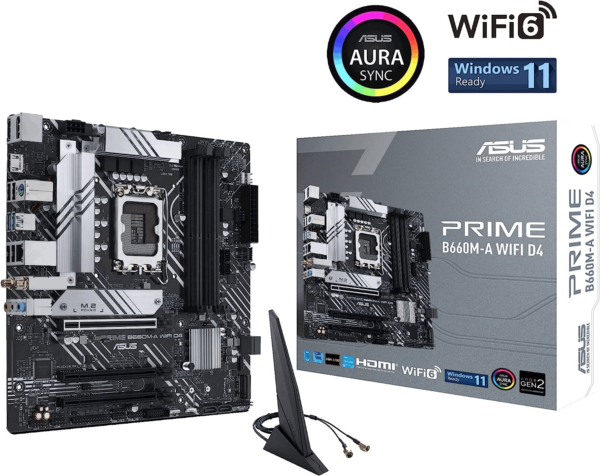 Материнская плата ASUS PRIME B660M-A WIFI D4, LGA1700 4xDDR4 4xSATA3 2xM.2 RAID 2xHDMI DP mATX