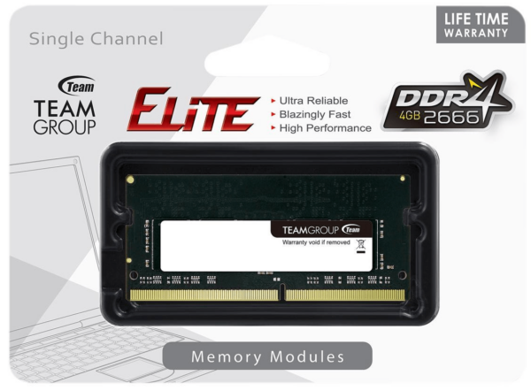 Оперативная память для ноутбука  4GB DDR4 2666Mhz Team Group ELITE SO-DIMM TED44G2666C19-S01