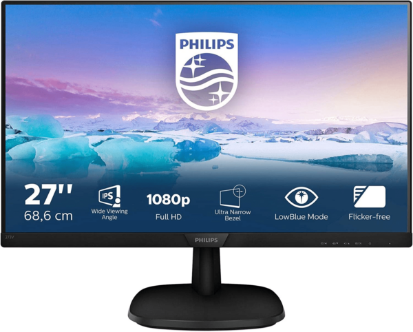 Монитор 27" PHILIPS 273V7QJAB (00/01) IPS 1920x1080 75Gz 4мс 250кдм 1000:1 VGA HDMI DP 2x2W Черный