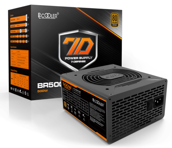 Блок питания PCCooler GI-BR500, 500W, Non Modular, 80+ BRONZE, Fan 120mm, GI-BR500