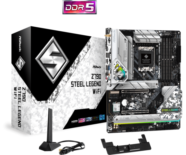 Материнская плата ASRock Z790 STEEL LEGEND WIFI LGA1700 4xDDR5 8xSATA RAID 5xM.2 HDMI DP ATX