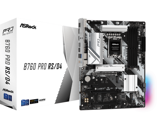 Материнская плата ASRock B760 PRO RS/D4 LGA1700 4xDDR4 4xSATA RAID 2xM.2 HDMI DP ATX