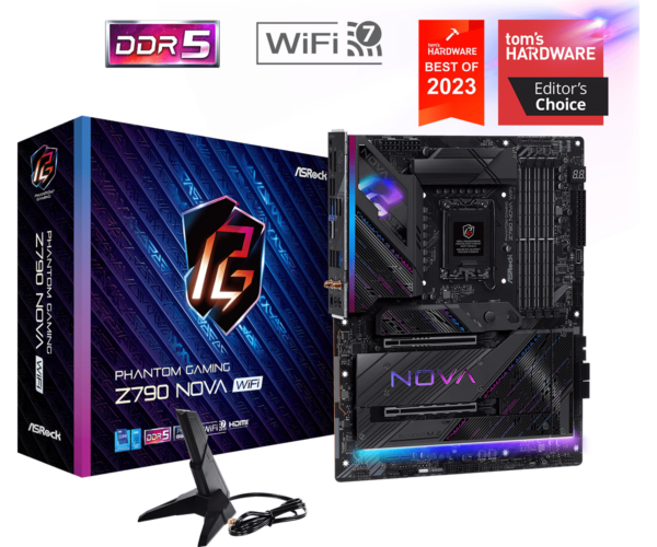 Материнская плата ASRock Z790 NOVA WIFI LGA1700 4xDDR5 4xSATA RAID 6xM.2 HDMI DP ATX