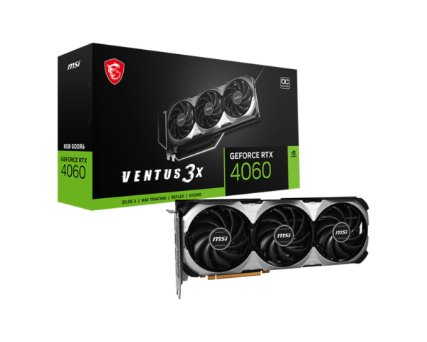 Видеокарта MSI GeForce RTX 4060 VENTUS 3X 8G OC, 8G GDDR6 128-bit HDMI 3xDP