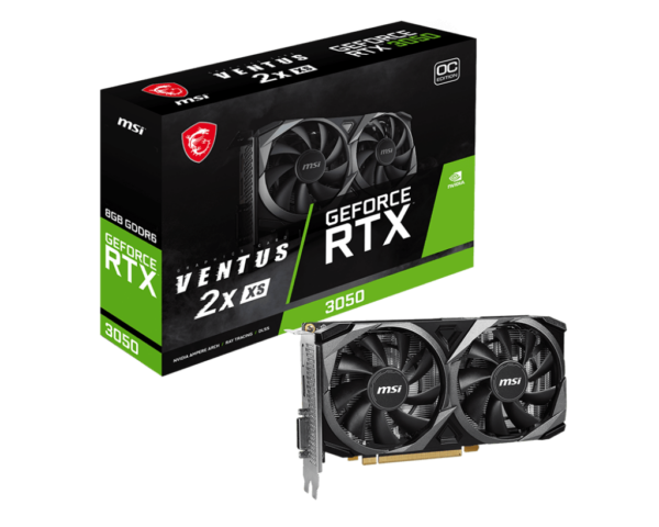 Видеокарта MSI GeForce RTX 3050 VENTUS 2X  8G OC, 8G GDDR6 DVI HDMI DP RTX 3050 VENTUS 2X XS 8G OC