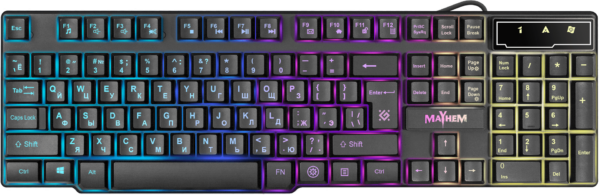 Клавиатура проводная игровая Defender Mayhem GK-360DL, ENG/RUS, USB, RGB подсветка, НОВИНКА!