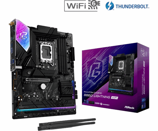 Материнская плата ASRock B860 LIGHTNING WIFI LGA1851 4xDDR5 4xSATA 4xM.2 1xHDMI 1xDP ATX